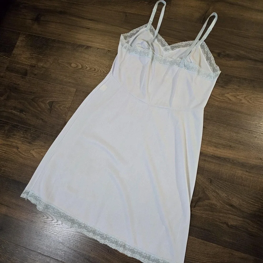 Vintage Sears Nightgown Size 38 Sheer Baby Blue‎ Tricot Chiffon Lace 50s 60s